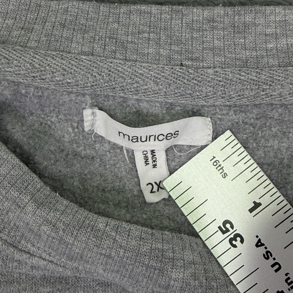 Maurices Sweater Womens 2X Gray Pink Color Block Long Sleeve Pullover Stretch - Picture 6 of 8